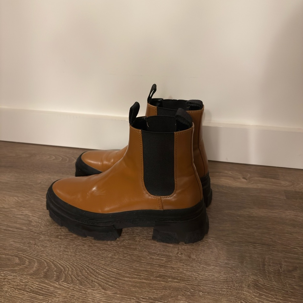 Brown and Black Chunky Chelsea Boots